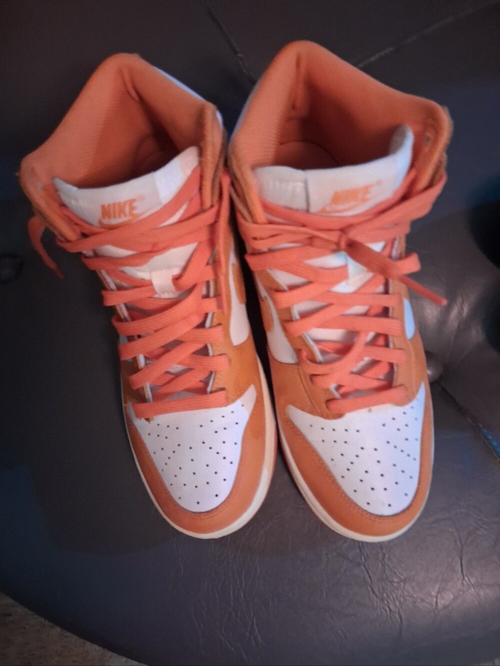 Nike Women’s Orange and White High-Top Sneakers Sz. 7 Womens